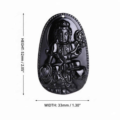 Volcanic Glass Pendant size comparison next to ruler showing 52mm height and 33mm width dimensions