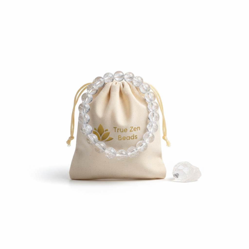 White Quartz Stone Bracelet in elegant gift box packaging ready for crystal jewelry present