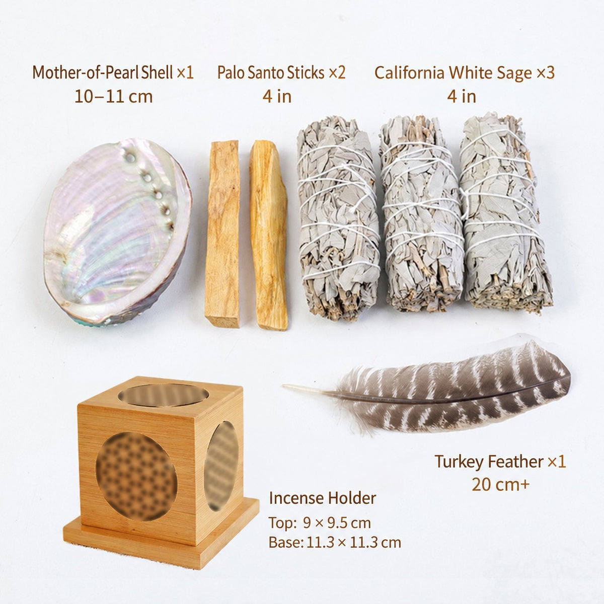 White Sage Kit + Incense Holder - supplier product contents