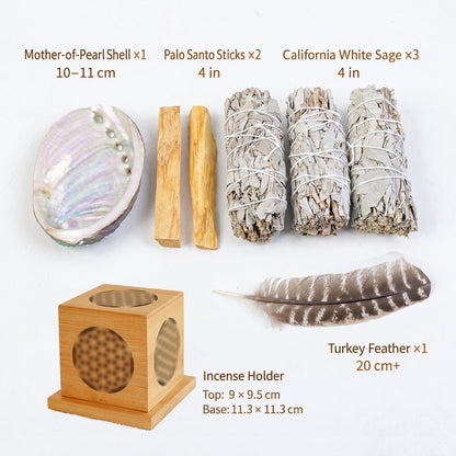 White Sage Kit + Incense Holder - supplier product contents
